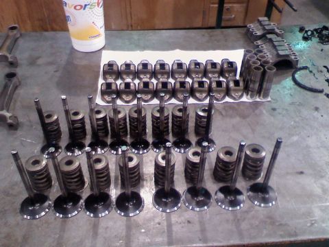 1979 Ford Bronco - Engine valves and springs are neatly arranged on a workbench, suggesting a rebuild or maintenance task.