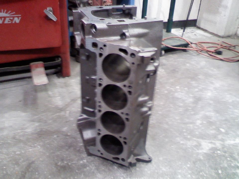 Block was media blasted and decked. Just enough material was removed to get the head mounting suface true.