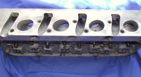 1973 Ford Mustang - Close-up view of an aluminum engine cylinder head, showing the intake and exhaust ports.