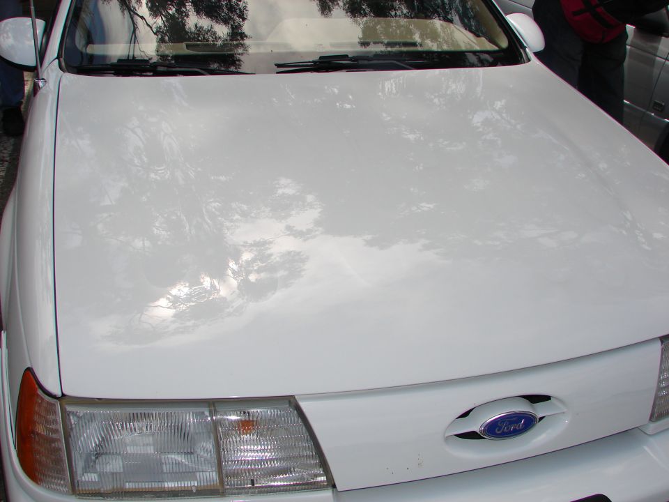 White 1992 Ford Taurus front view with Ford logo on grille