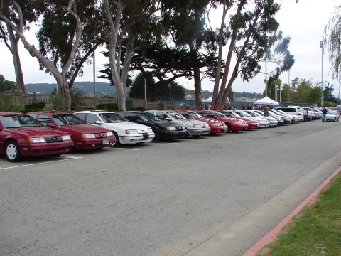 1992 Ford Taurus - Multiple 1992 Ford Taurus sedans are parked in a row at an outdoor event.