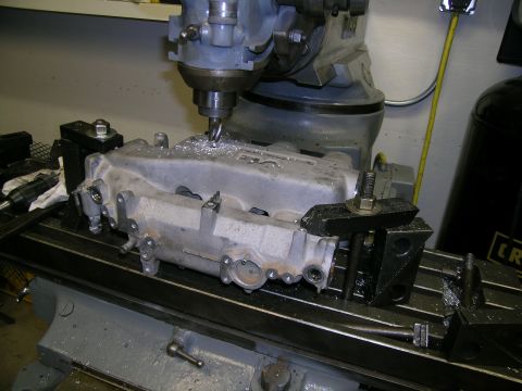 1995 Ford Probe - Aluminum intake manifold being machined on a milling machine.