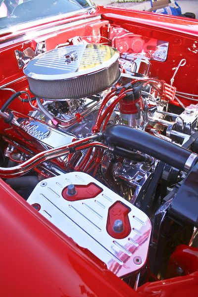 1959 Ford Ranchero - The engine bay is clean and features a chrome air cleaner and valve covers.