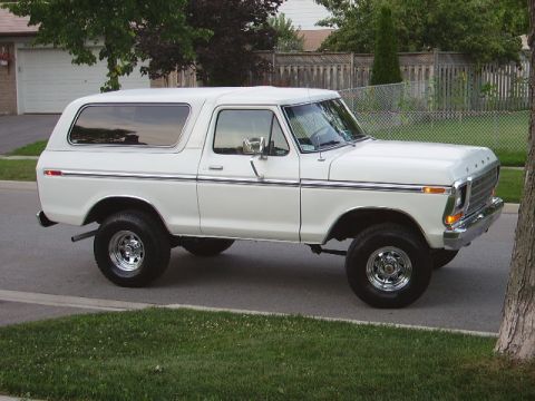 1978 Ford Bronco - This 1978 Ford Bronco is shown from the side, its classic body style and chrome accents.