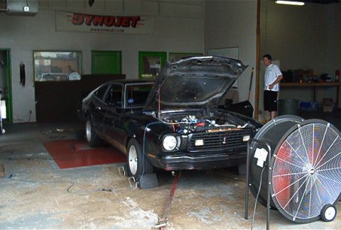 1977 Ford Mustang II - Dynoed 218 rwhp/271 ft-lb. on boat anchor E6 heads.