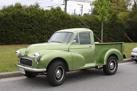 1991 Ford Bronco - This light green pickup truck is parked on the side of a road with green hedges and a tree behind it.