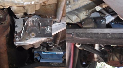 1990 Ford Bronco II - Auxiliary mount made using an axle bumpstop supports the extra weight of the case