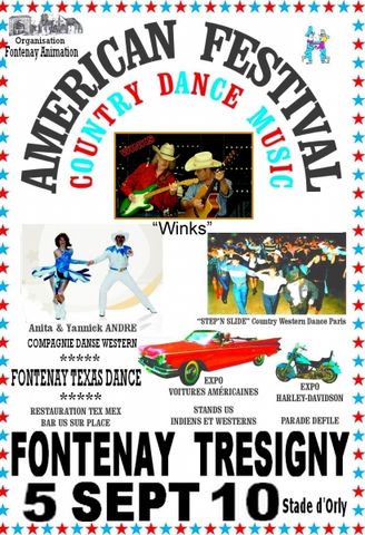 1991 Ford Crown Victoria - Poster advertises the American Country Dance Music Festival with various images and text details.