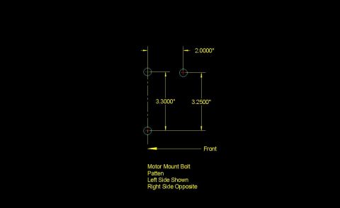 1990 Ford Mustang - This diagram details the dimensions and orientation for a motor mount bolt pattern.