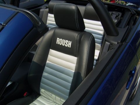 2007 Ford Mustang - Interior view of a 2007 Ford Mustang convertible, seats with ROUSH branding.