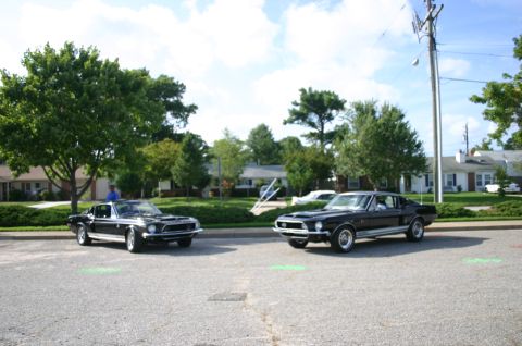 1968 Shelby GT500 - Two 1968 Shelby GT500 Mustangs are parked outdoors on a sunny day.