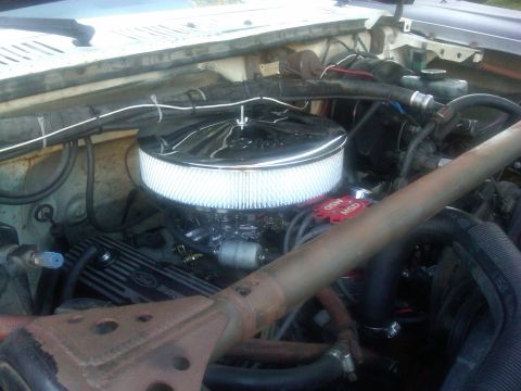1986 Ford Bronco - Engine bay of a 1986 Ford Bronco showing the air cleaner and MSD ignition components.
