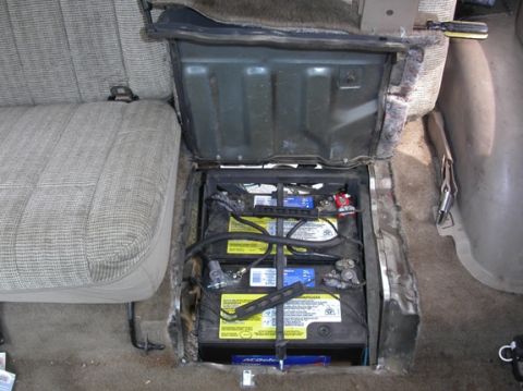 1990 Ford Bronco II - Rear mounted dual batteries. In years past, these Delco Voyagers were exceptional batteries, with 8-year-plus lifetimes (I have a pair in a…