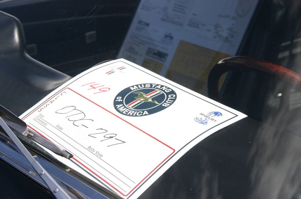Show card on dashboard reads 'Mustang Club of America' and 'Shelby'