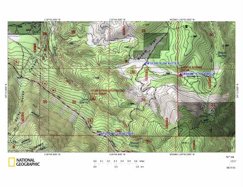 1996 Ford Bronco - A topographic map displays elevation changes and geographical features, including roads and water sources.