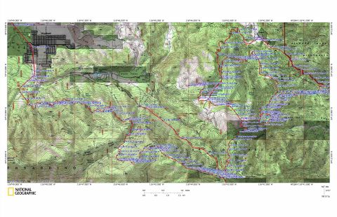 1996 Ford Bronco - This is a topographic map showing terrain, roads, and trails in a mountainous region.