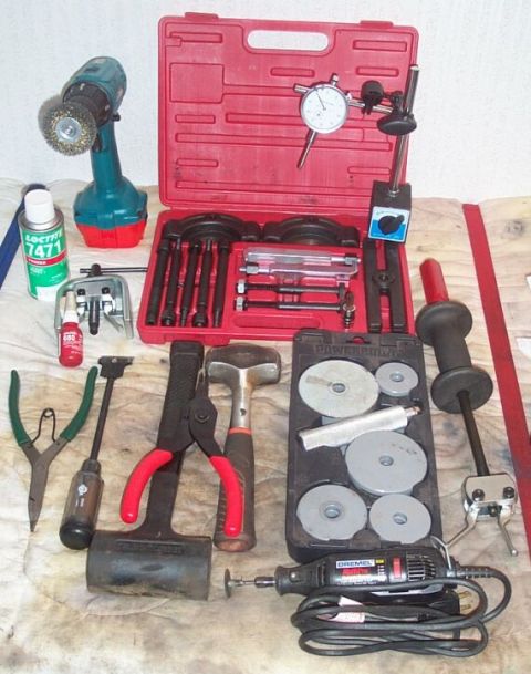 1990 Ford Bronco - Here's most of the tools I used. Note the nice, large red-handled Snap-On snap ring pliers