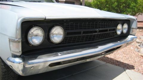 1968 Ford Ranchero - Front view of a 1968 Ford Ranchero, showing its distinctive grille and headlight arrangement.