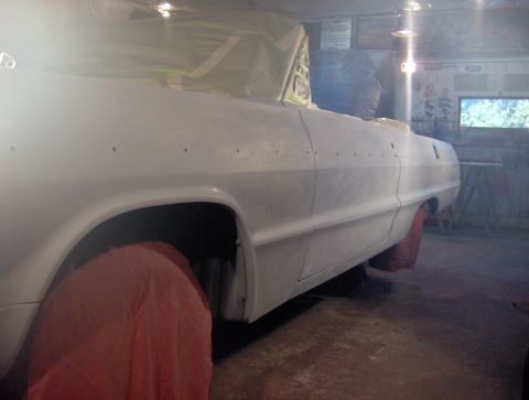 1964 Chevrolet Impala - This 1964 Chevrolet Impala convertible is undergoing preparation for a new paint job.