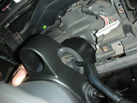 2004 Ford Crown Victoria - Custom gauge pod installed on the dashboard of a 2004 Ford Crown Victoria, showing wiring and mounting hardware.