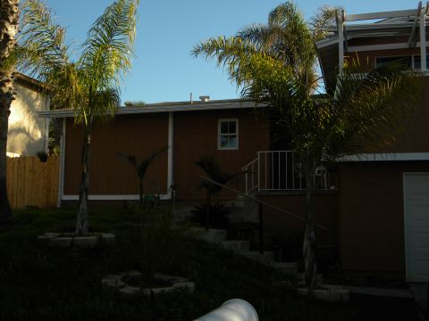 1992 Ford Bronco - Exterior view of a house with palm trees and a clear blue sky.