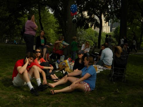 1992 Ford Bronco - A group of people are gathered for a picnic in a park on a sunny day.