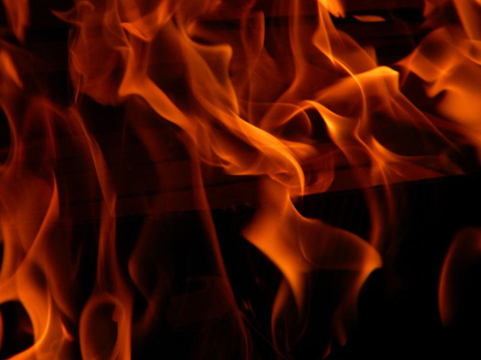 Flames and embers burning intensely