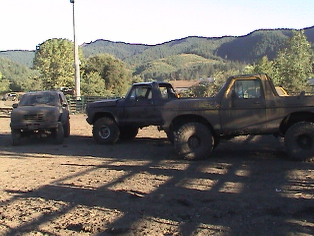 All three of our rigs that competed in the 2003 Blackberry Festival Mud Drag event in Sutherlin Oregon.