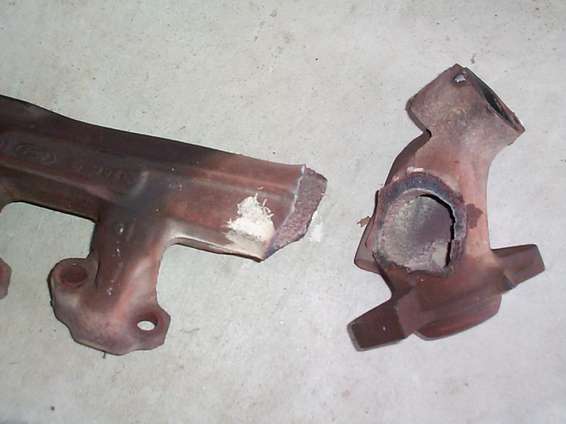 This is what happens when you crack your exhaust manifold. It came off the head in two pieces.
