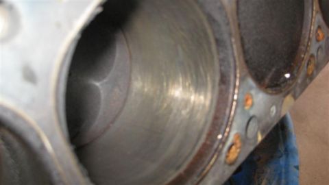 1968 Ford Ranchero - Close-up view of an engine cylinder showing scoring marks. The registry claims this is a 1968 Ford Ranchero, but the image shows only an en…