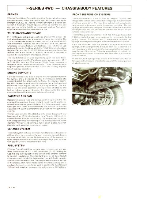 1979 Ford Bronco - Diagram detailing the chassis and body features of F-Series 4WD vehicles.
