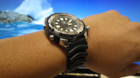 1996 Ford Bronco - A close-up shot of a watch on a person's wrist, with a scenic background.