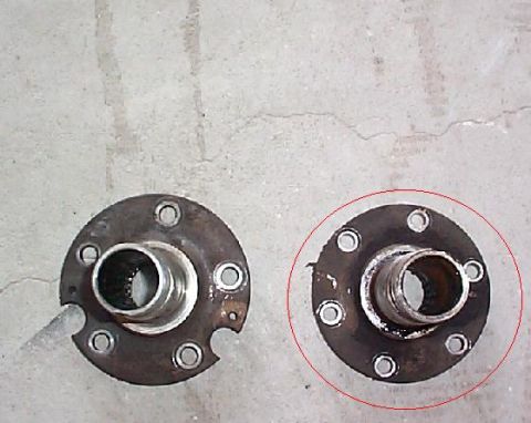 1992 Ford Bronco - The spindle on the left is from a Bronco with front abs, mine is pictured on the right, it has six bolt holes instead of five like the one…