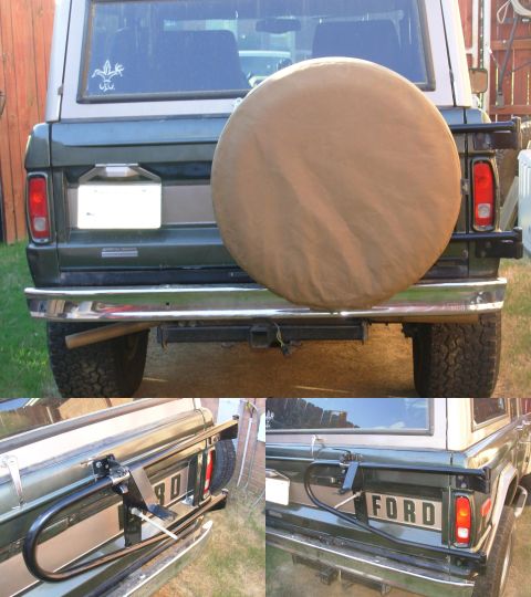 1975 Ford Bronco - The powdercoated swingaway looks a lot better, but it hasn't solved the weight or visibility problems.