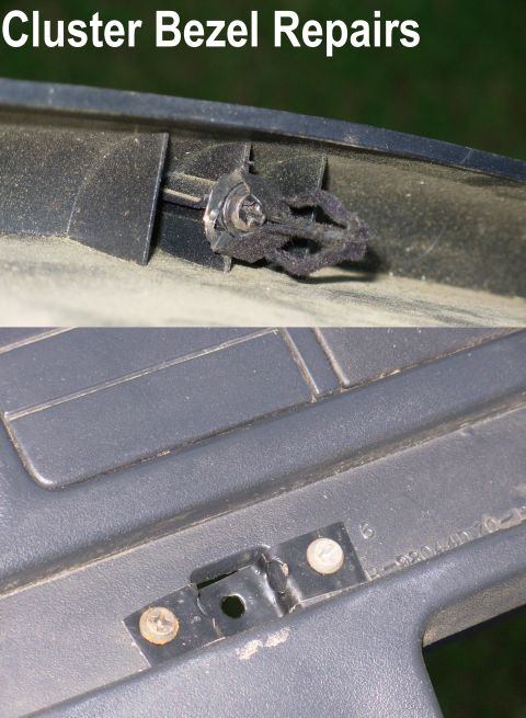 1983 Ford Bronco - '92-96 Cluster Bezel Repairs It's common for the clips across the top snap off their mounting posts, but the posts are hollow, so it's fair…