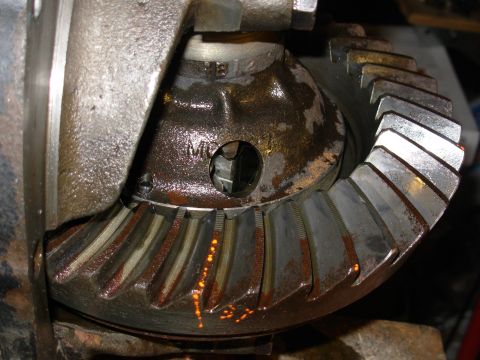 1975 Ford Bronco - The ring gear has 37 teeth, so since it turns the pinion more than 4x, the pinion must have 9 teeth, making this a 4.11 set. Frank has orde…