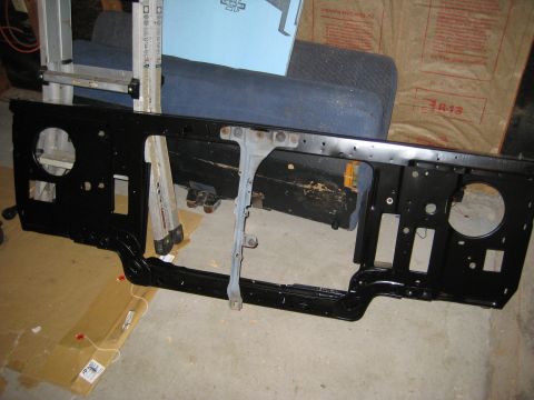 1988 Ford Bronco - This black radiator support is a replacement part, likely for a truck or SUV, showing its internal structure and mounting points.