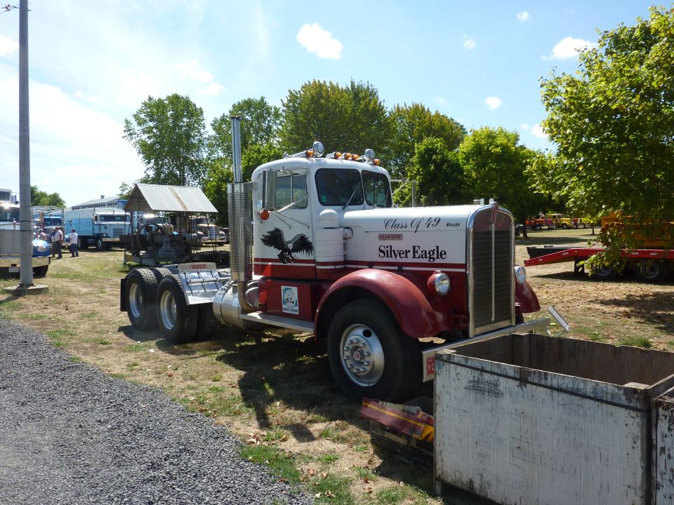 Kenworth truck with 'Silver Eagle' and 'Class of 49' text, parked outdoors