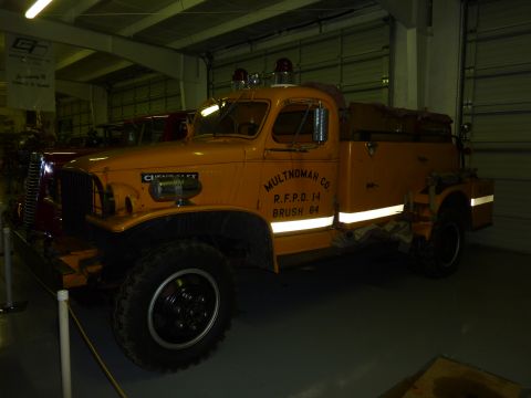 1981 Kenworth W900A - This fire truck has "MULTNOMAH CO R.F.P.D. 14 BRUSH 84" written on its side.