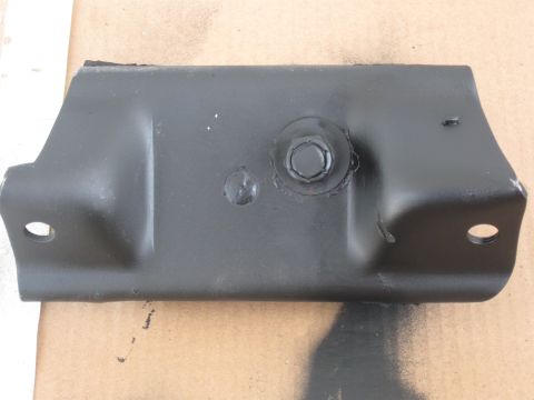 1991 Ford Bronco - A black metal motor mount part is shown, a central bolt and two mounting holes on either side.