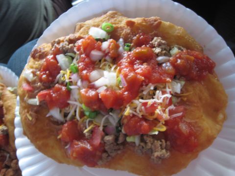 1989 Ford Bronco - A close-up view of a delicious Navajo taco, a popular Native American dish.