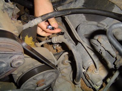 1995 Ford Bronco - Time to work under the hood... take off the lines, there is a flapper in the (P.O.S. PLASTIC) steering pump. If you want to drain all your…