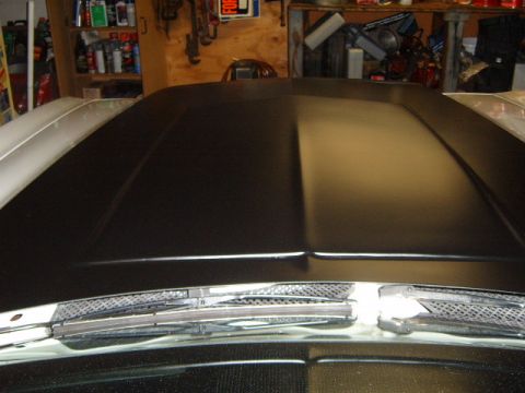 1973 Ford Ranchero - Front view of a 1973 Ford Ranchero's hood and windshield wipers.