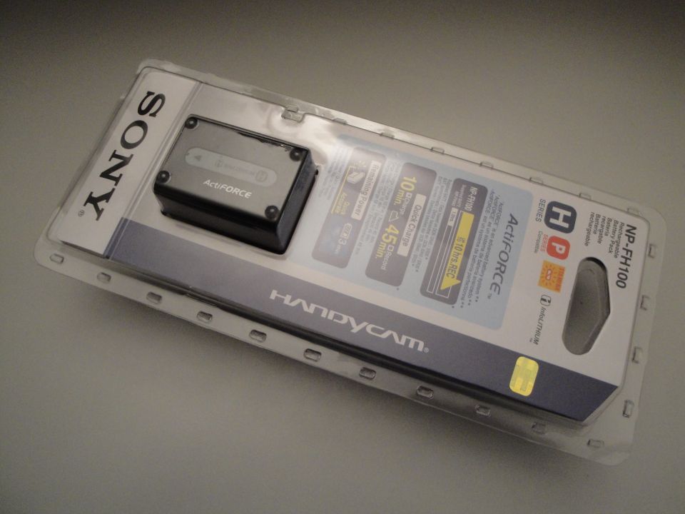 Sony NP-FH100 ActiFORCE battery pack for Handycam camcorders, in retail packaging