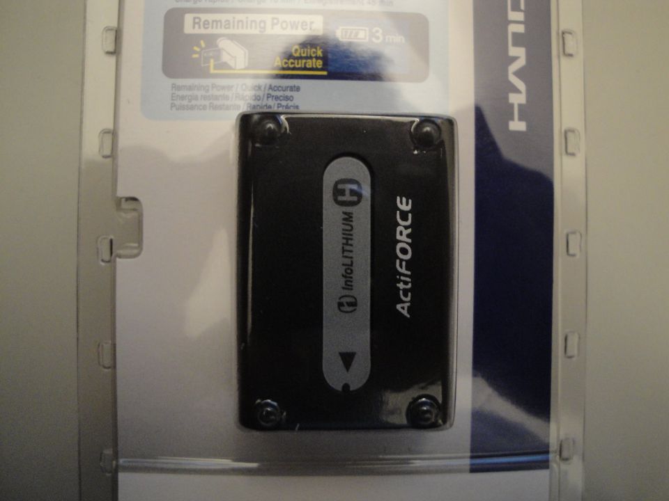 Sony InfoLithium ActiFORCE camera battery in retail packaging