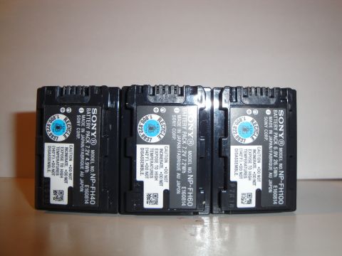 1993 Ford Taurus - Three Sony battery packs are displayed side-by-side, each with visible model numbers and caution labels.