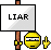 1995 Ford Bronco - A sign with the word LIAR and a smiley face giving the middle finger.