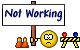 1995 Ford Bronco - A humorous scene depicting a 'Not Working' sign accompanied by a sad emoji and a construction barrier.