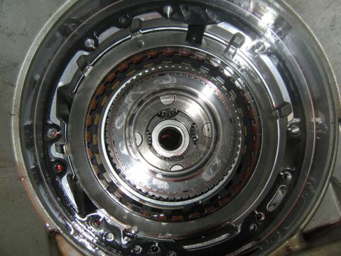 2001 Ford Expedition - Internal view of a vehicle's automatic transmission, revealing complex mechanical components.