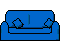1995 Ford Bronco - A blue couch is depicted from the front.